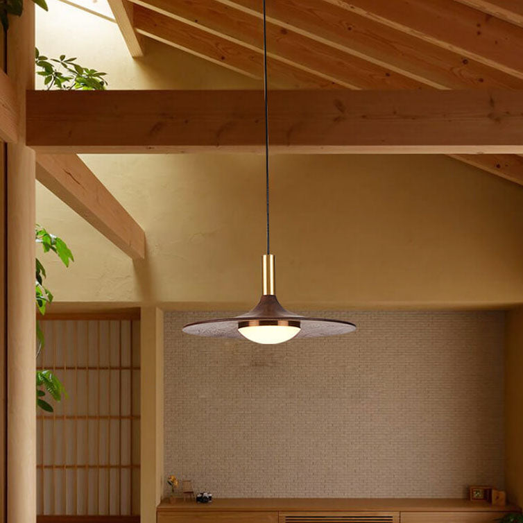 Modern Black Walnut LED Pendant Light - Stylish & Energy-Efficient