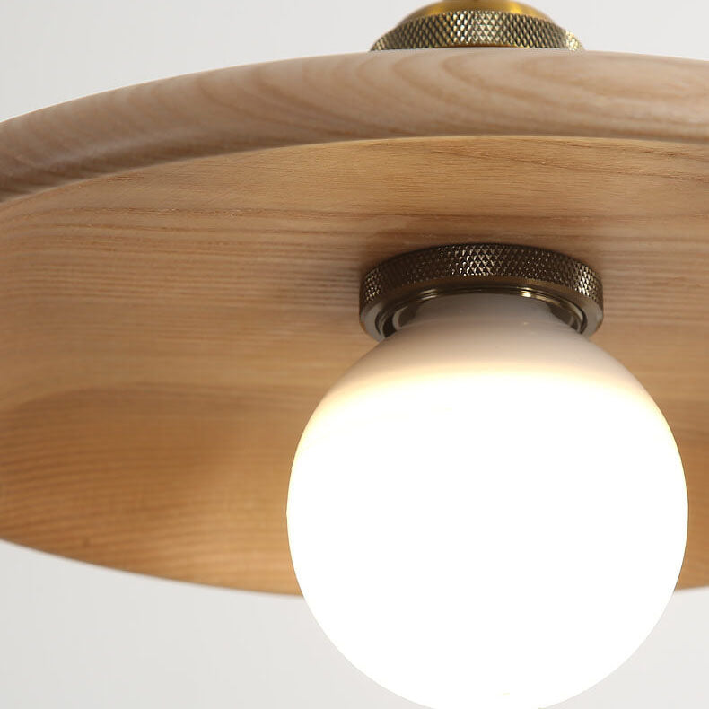 Elegant Minimalist Wooden Pendant Light - 1-Light Saucer Design