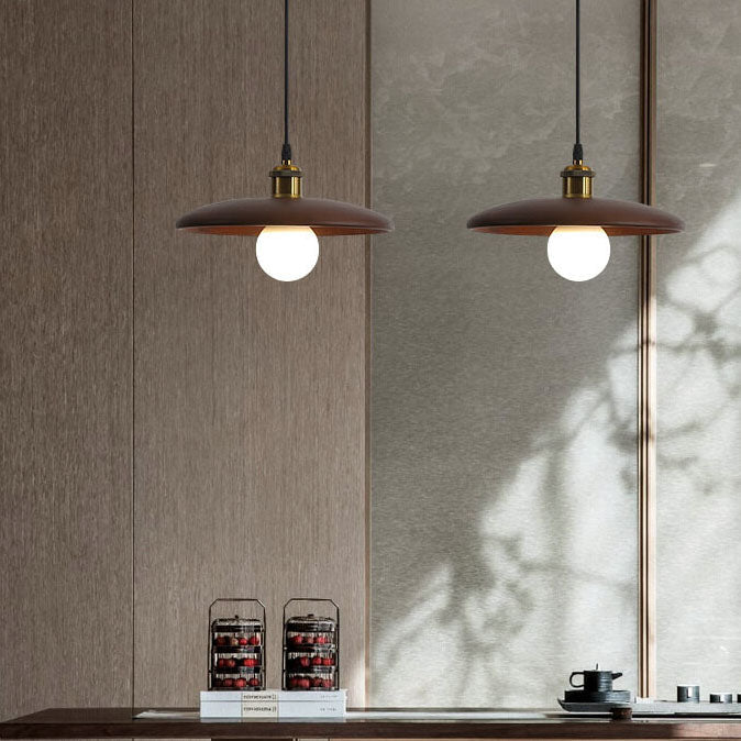 Elegant Minimalist Wooden Pendant Light - 1-Light Saucer Design