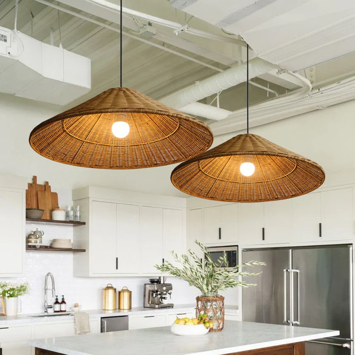 Stylish Retro Woven Rattan Cone Pendant Light - Eco-Friendly Design