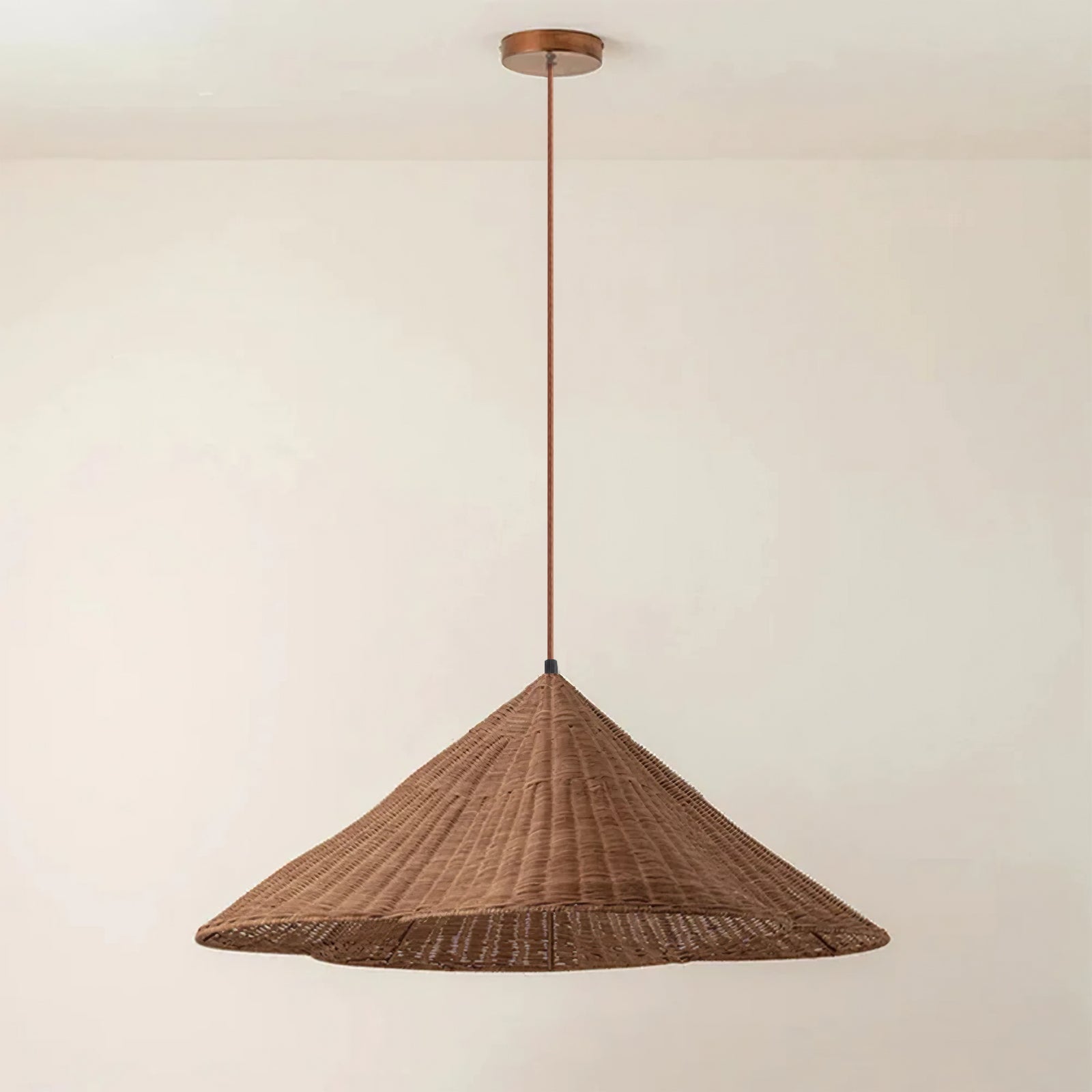 Chic Retro Scalloped Woven Rattan Pendant Light - Eco-Friendly Design