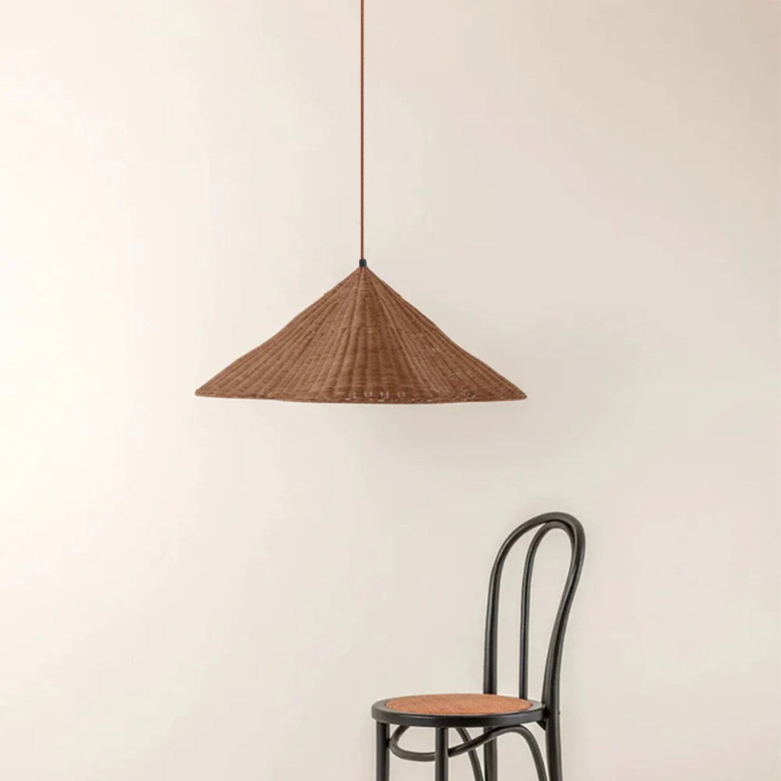 Chic Retro Scalloped Woven Rattan Pendant Light - Eco-Friendly Design