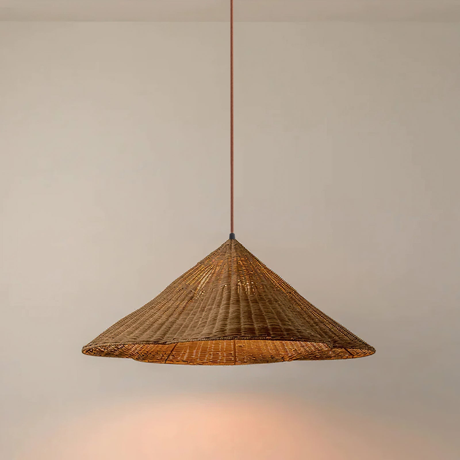 Chic Retro Scalloped Woven Rattan Pendant Light - Eco-Friendly Design