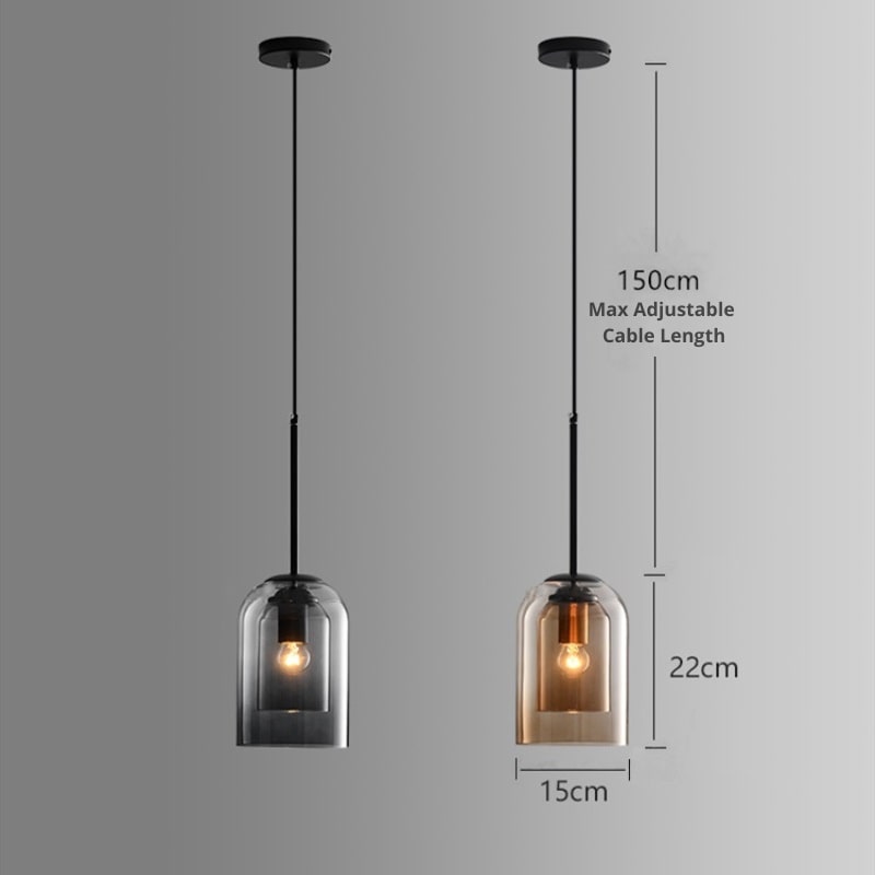 Elegant Mica Mid-Century Pendant Lamps - Double Glass Design