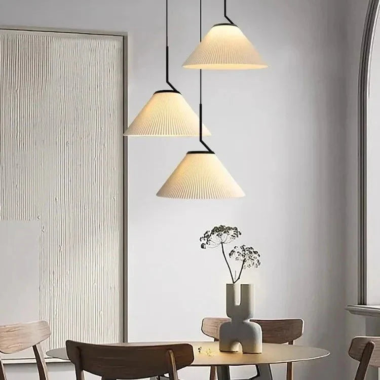 Plissura | Nordic Pleated Cream Pendant Light - Illumix