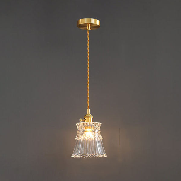 Modern Luxury Brass 1-Light Pendant with Glass Bell Shade