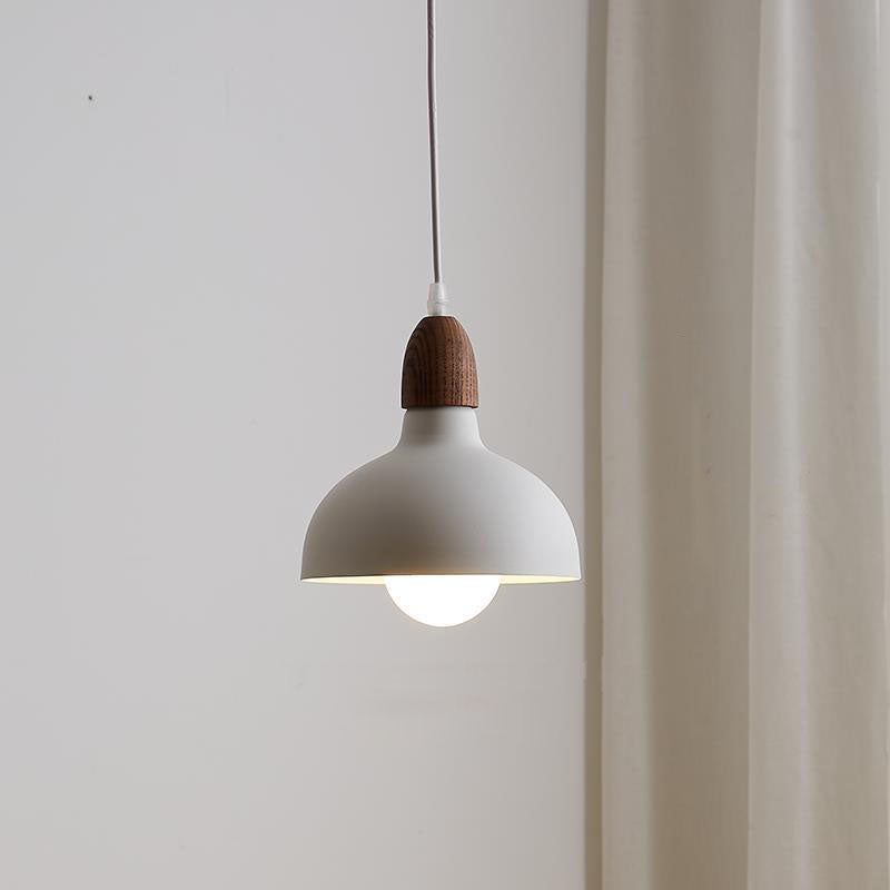 Elegant Japanese Solid Wood Dome Pendant Light - 1-Light Design