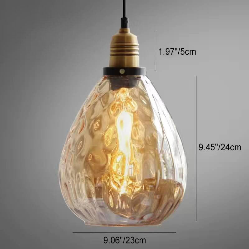 Nordic Vintage Amber Glass Dome Pendant Light - 1-Light Design