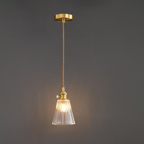 Modern Luxury Brass 1-Light Pendant with Glass Bell Shade