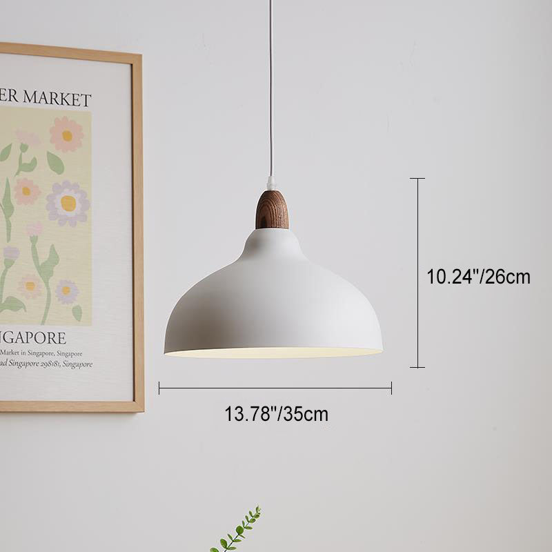 Elegant Japanese Solid Wood Dome Pendant Light - 1-Light Design