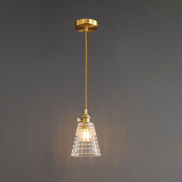 Modern Luxury Brass 1-Light Pendant with Glass Bell Shade