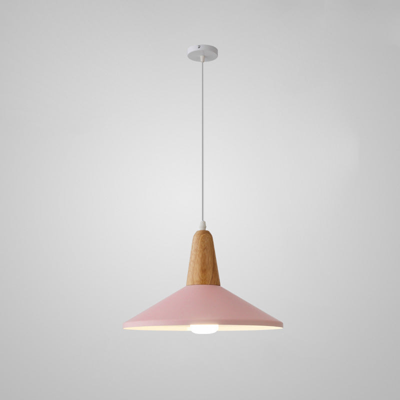 Nordic Minimalist Aluminum & Wood 1-Light Macaron Pendant