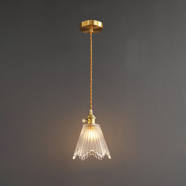 Modern Luxury Brass 1-Light Pendant with Glass Bell Shade