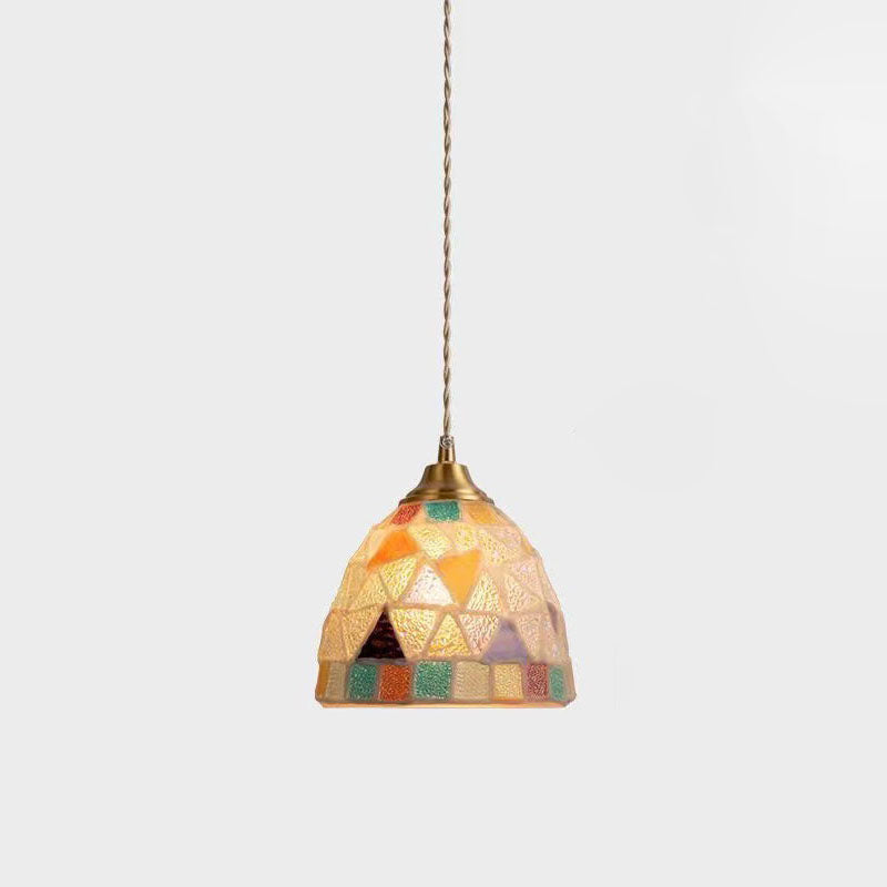 Elegant Tiffany Shell Stained Glass 1-Light Pendant for Bedroom