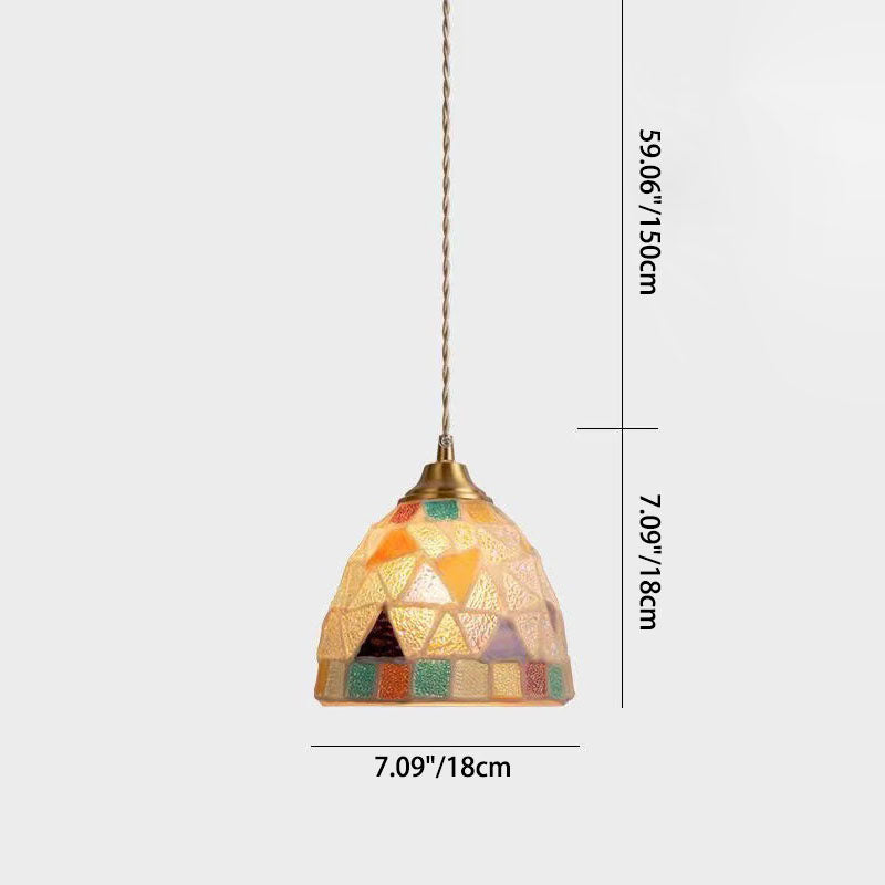 Elegant Tiffany Shell Stained Glass 1-Light Pendant for Bedroom