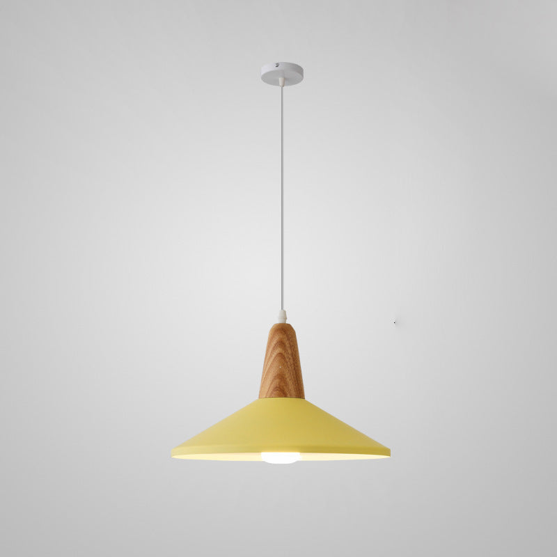 Nordic Minimalist Aluminum & Wood 1-Light Macaron Pendant