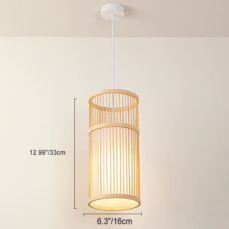 Japanese Zen Bamboo Weaving Pendant Light - 1-Light Lantern