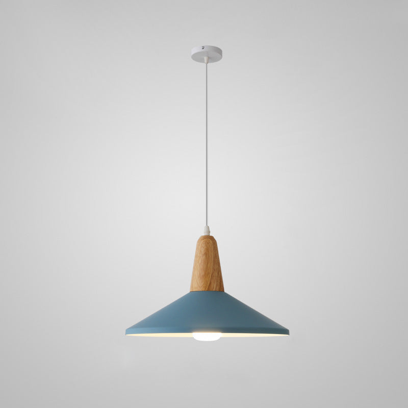 Nordic Minimalist Aluminum & Wood 1-Light Macaron Pendant