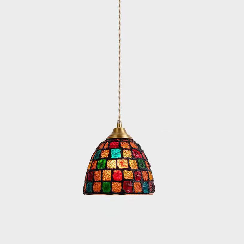 Elegant Tiffany Shell Stained Glass 1-Light Pendant for Bedroom