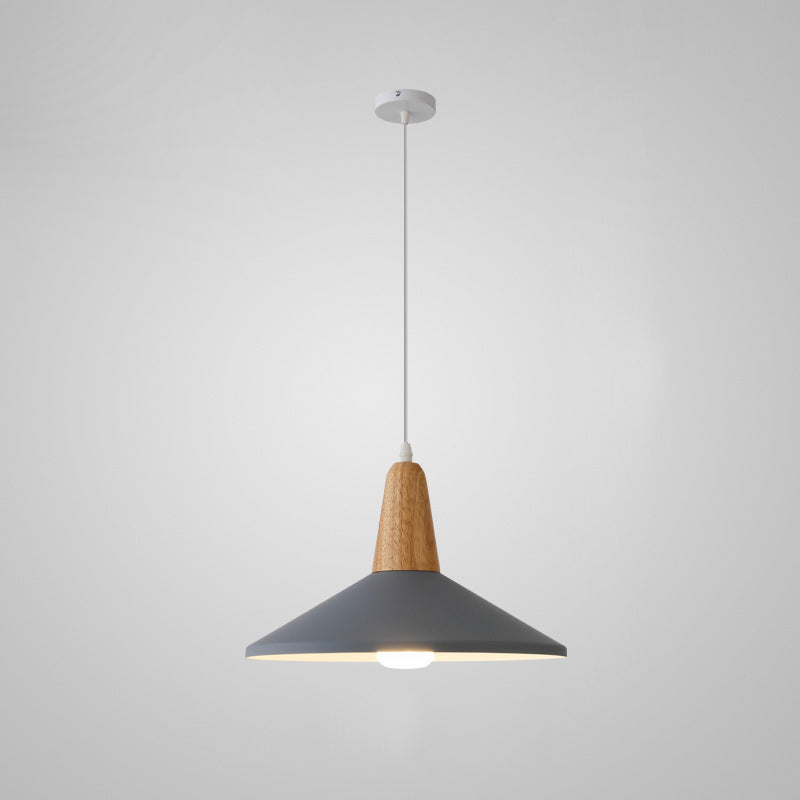 Nordic Minimalist Aluminum & Wood 1-Light Macaron Pendant