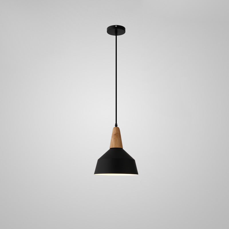 Nordic Minimalist Aluminum & Wood 1-Light Macaron Pendant