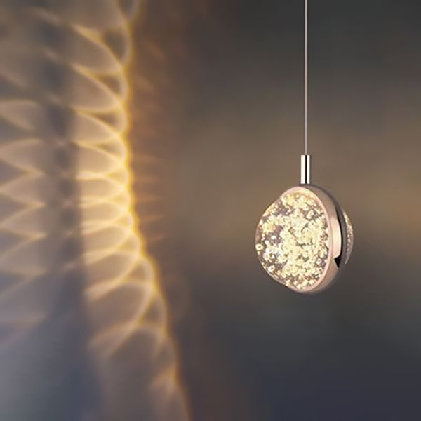 Modern Minimalist LED Crystal Pendant Light - Round Aluminum Design