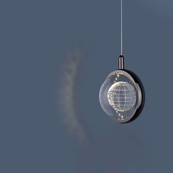 Modern Minimalist LED Crystal Pendant Light - Round Aluminum Design