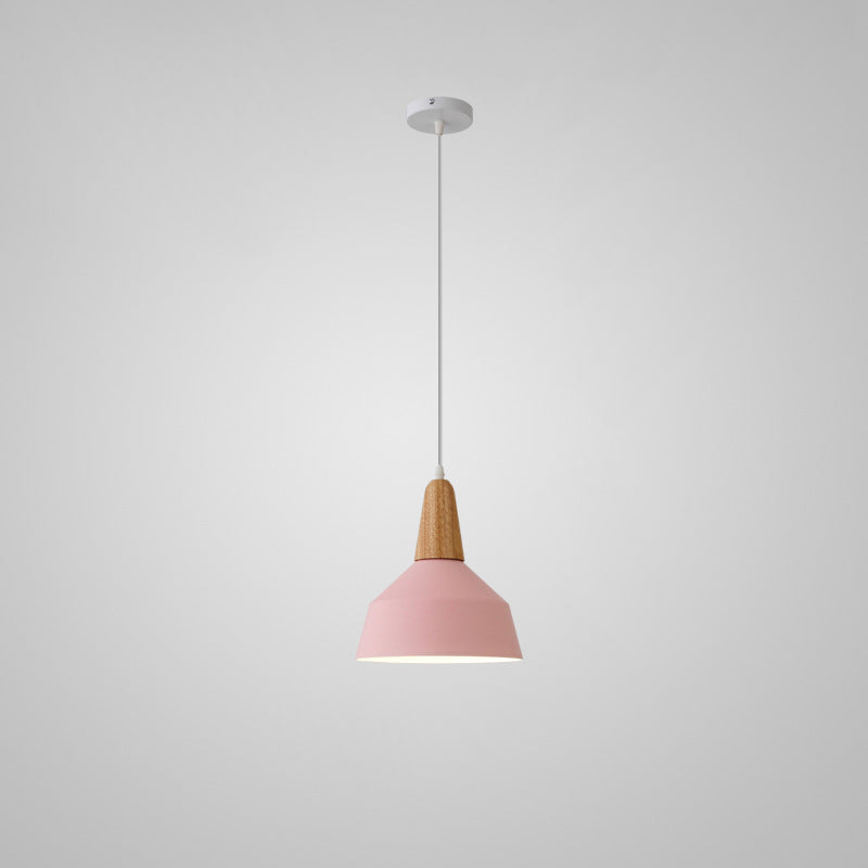 Nordic Minimalist Aluminum & Wood 1-Light Macaron Pendant