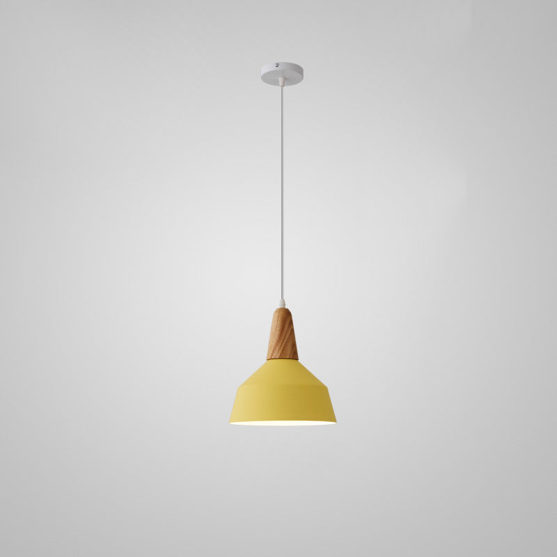 Nordic Minimalist Aluminum & Wood 1-Light Macaron Pendant