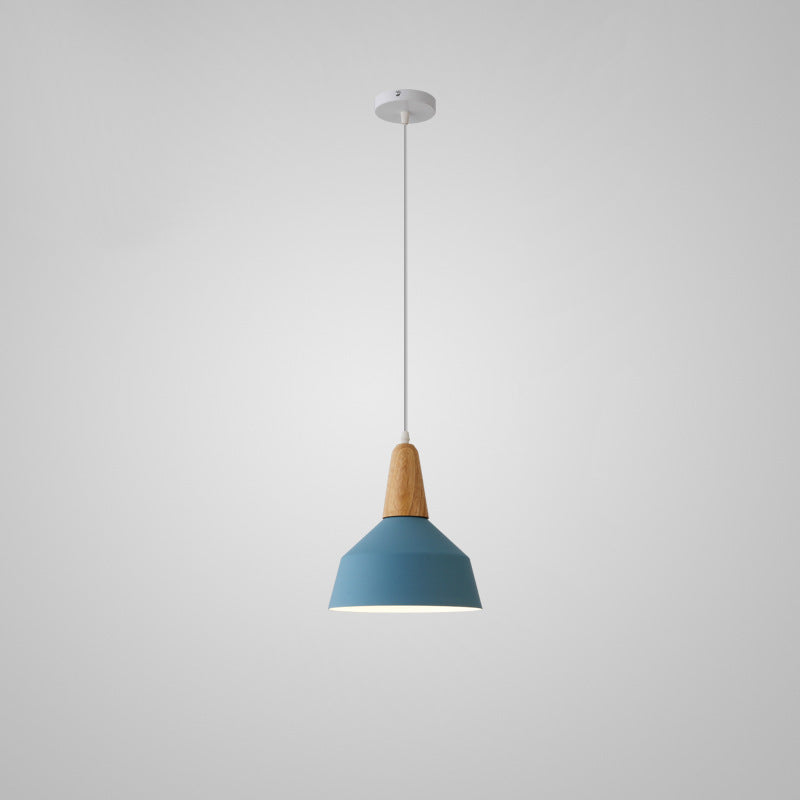 Nordic Minimalist Aluminum & Wood 1-Light Macaron Pendant