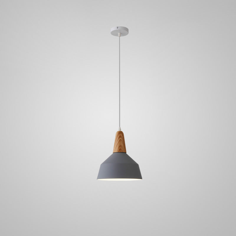 Nordic Minimalist Aluminum & Wood 1-Light Macaron Pendant