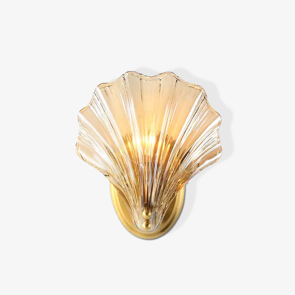 Illumix - AquaShell Wall Light | Nautical Design - Wall Light - Dia 20cm x H 22cm / Brass & Amber