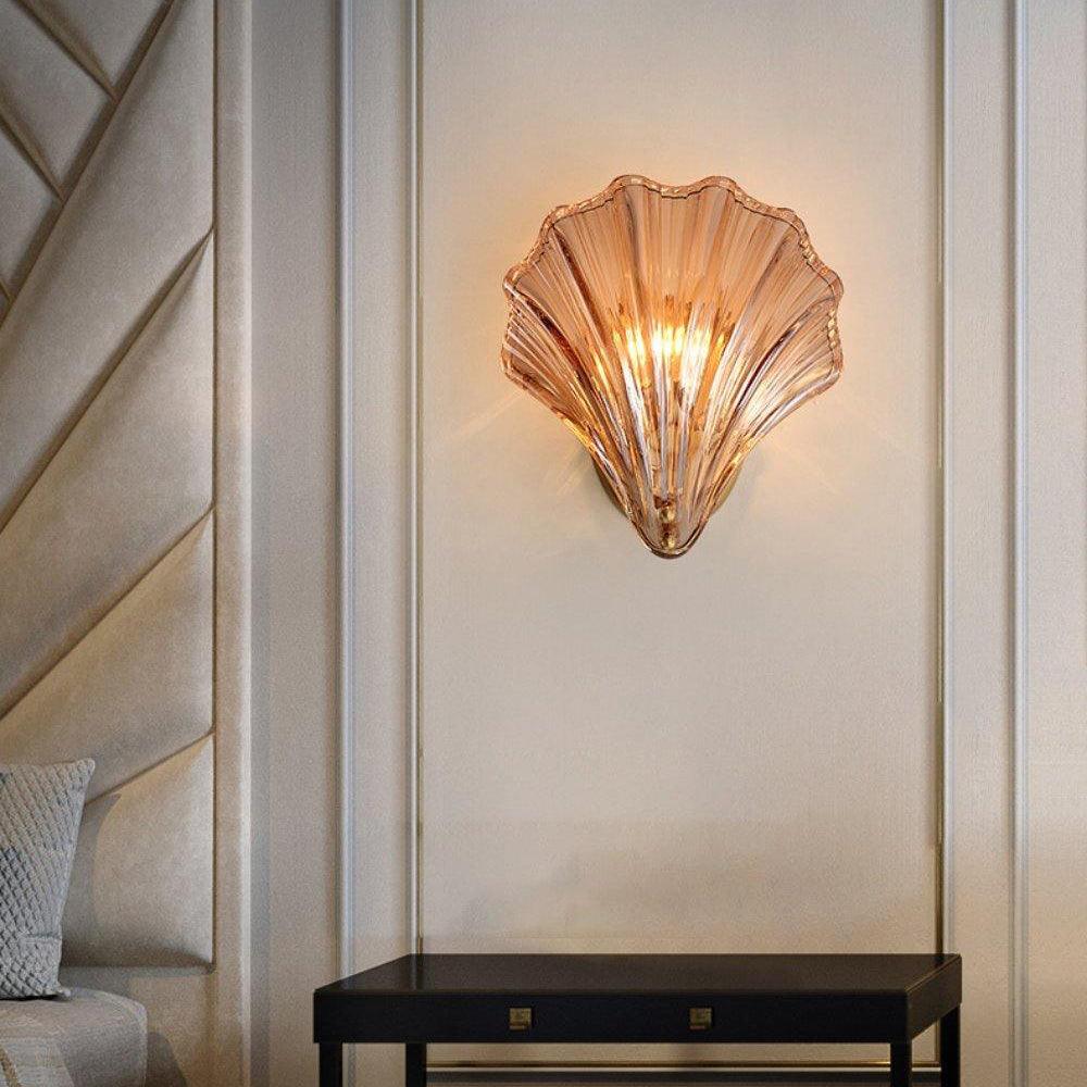 Illumix - AquaShell Wall Light | Nautical Design - Wall Light - Dia 20cm x H 22cm / Brass & Amber