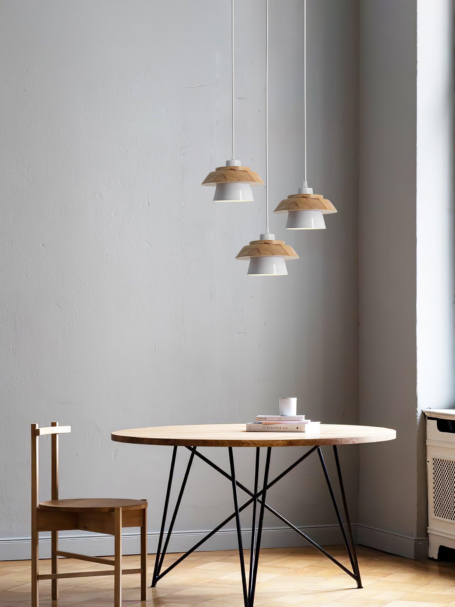 Elegant Stone Wood Pendant Lamp - Unique Design & Warm Ambiance