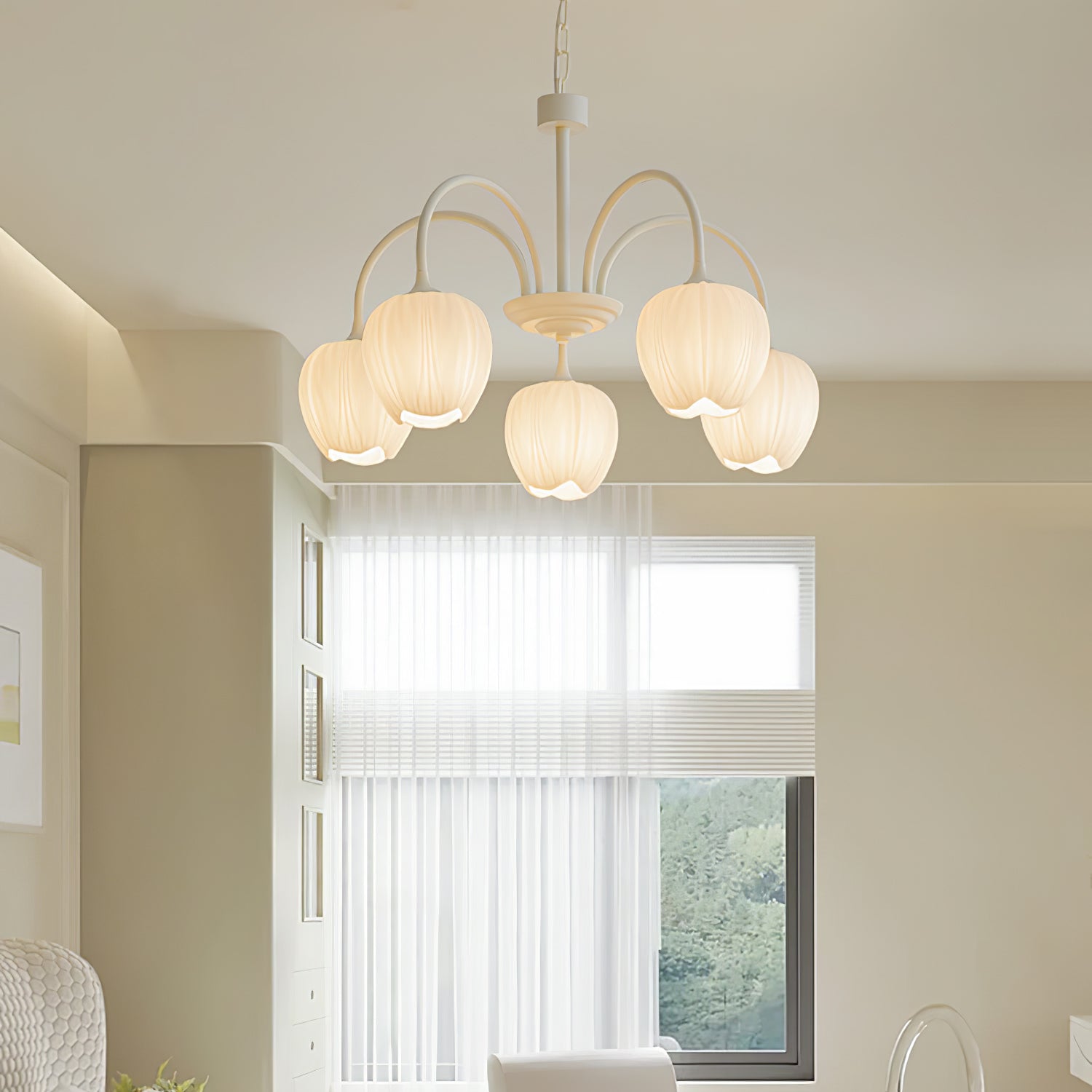 Modern Matcha Green Chandelier Light with Gold Accents – Elegant Dining Room Lighting Fixture-5