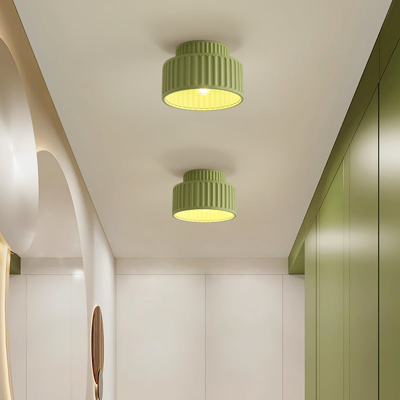 Vintage Cream Drum Semi Flush Mount Ceiling Light - Elegant & Stylish
