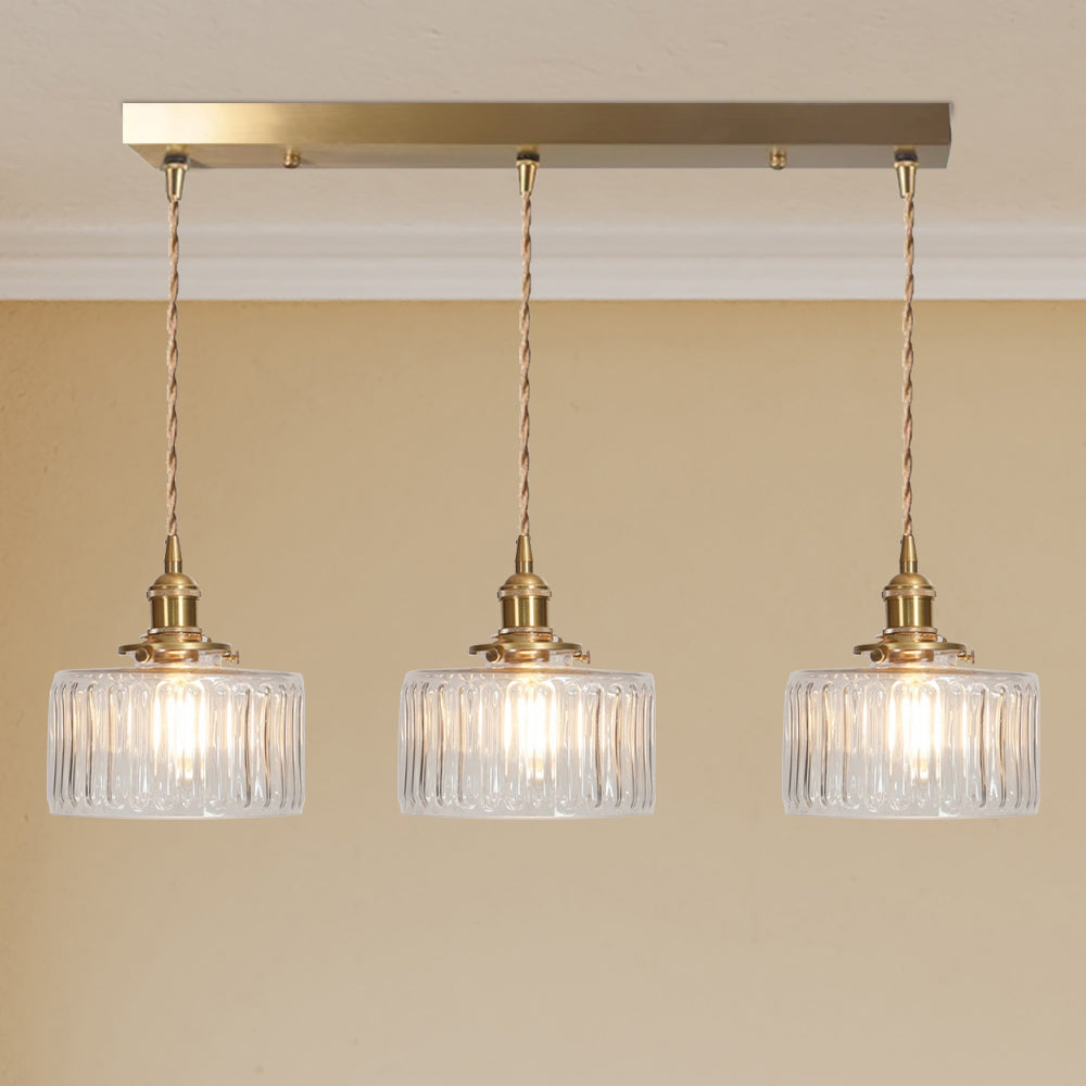 Vintage Cylinder Glass Pendant Light - Elegant Retro Illumination