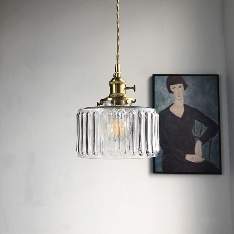 Vintage Cylinder Glass Pendant Light - Elegant Retro Illumination