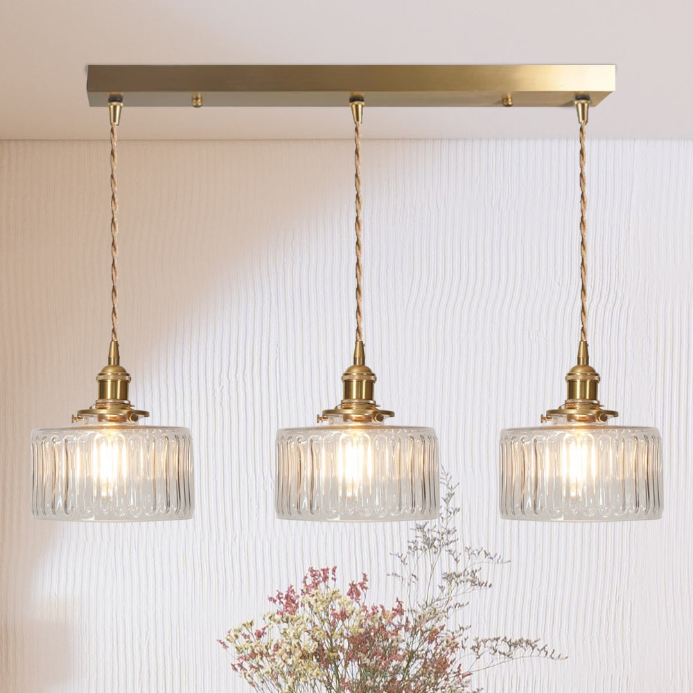 Vintage Cylinder Glass Pendant Light - Elegant Retro Illumination