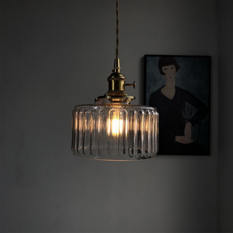 Vintage Cylinder Glass Pendant Light - Elegant Retro Illumination
