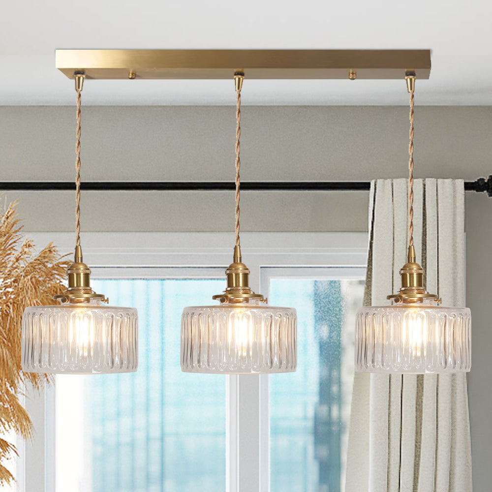Vintage Cylinder Glass Pendant Light - Elegant Retro Illumination