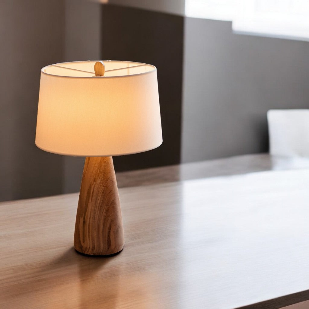 Arboris | Table Lamp with Wooden Stem and Fabric Shade