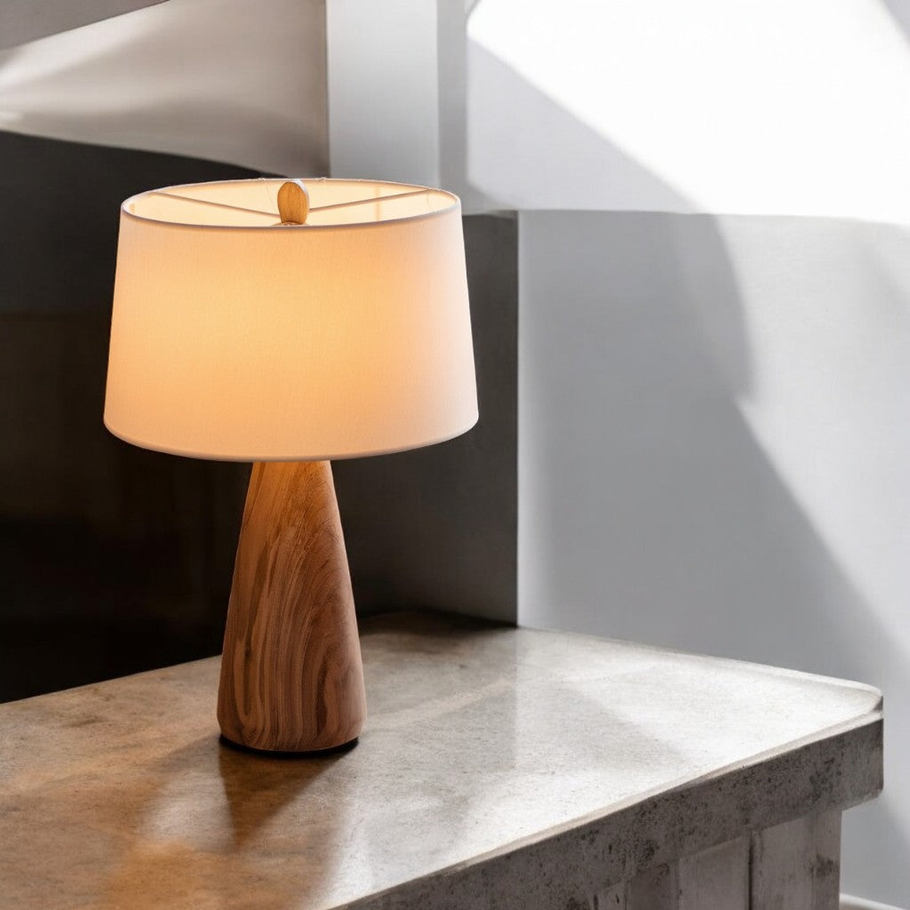 Arboris | Table Lamp with Wooden Stem and Fabric Shade