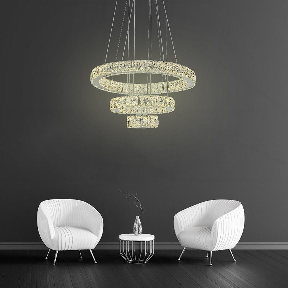 Elegant 3-Tier Crystal Suspended Chandelier - Modern Design