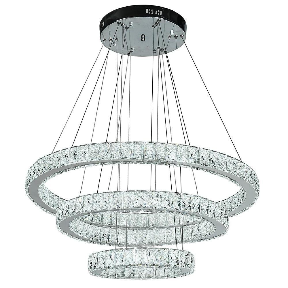 Elegant 3-Tier Crystal Suspended Chandelier - Modern Design