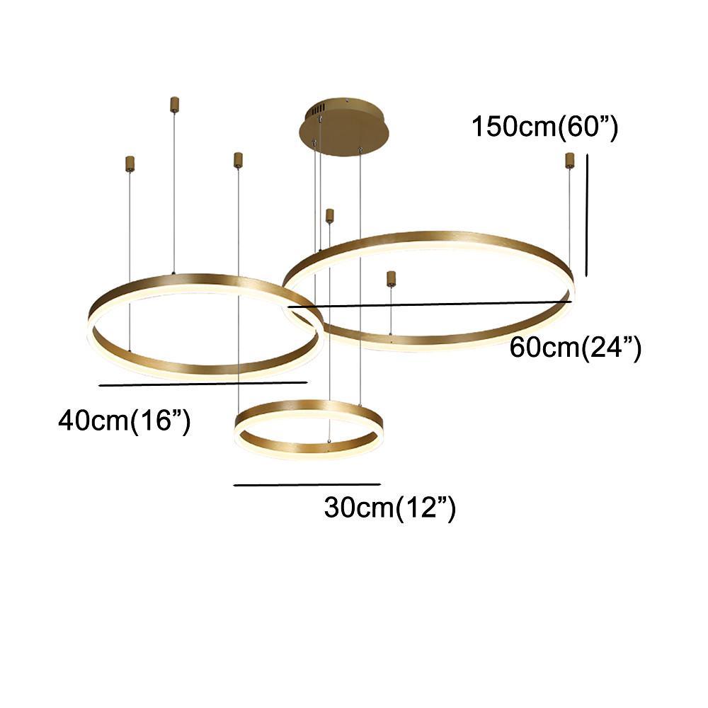 Elegant 3-Ring Gold & Coffee Electroplated Chandelier