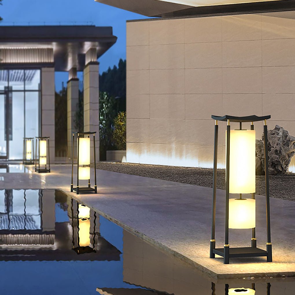 Elegant Solar LED Post Lights - Innovative Asian Outdoor Lighting