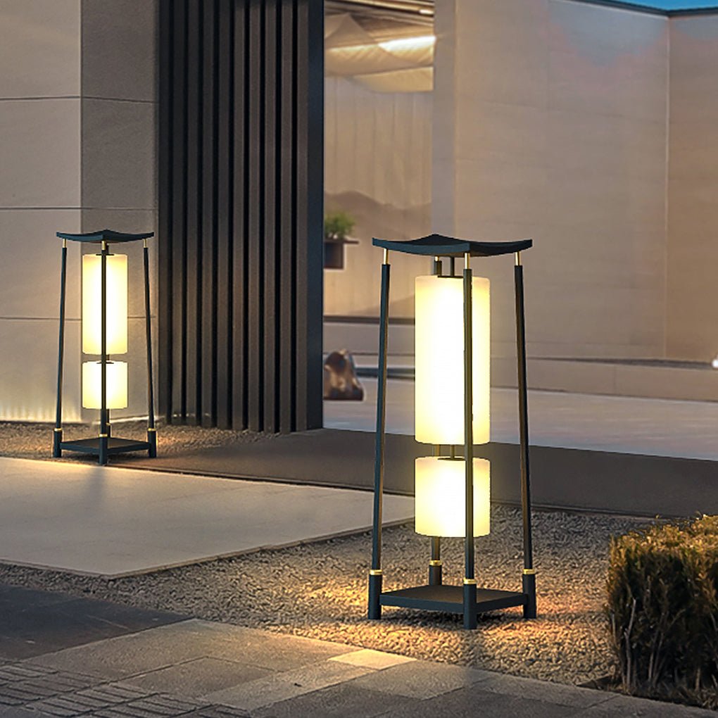 Elegant Solar LED Post Lights - Innovative Asian Outdoor Lighting