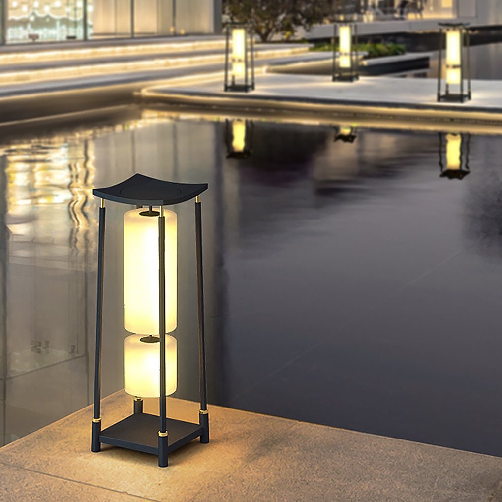 Elegant Solar LED Post Lights - Innovative Asian Outdoor Lighting