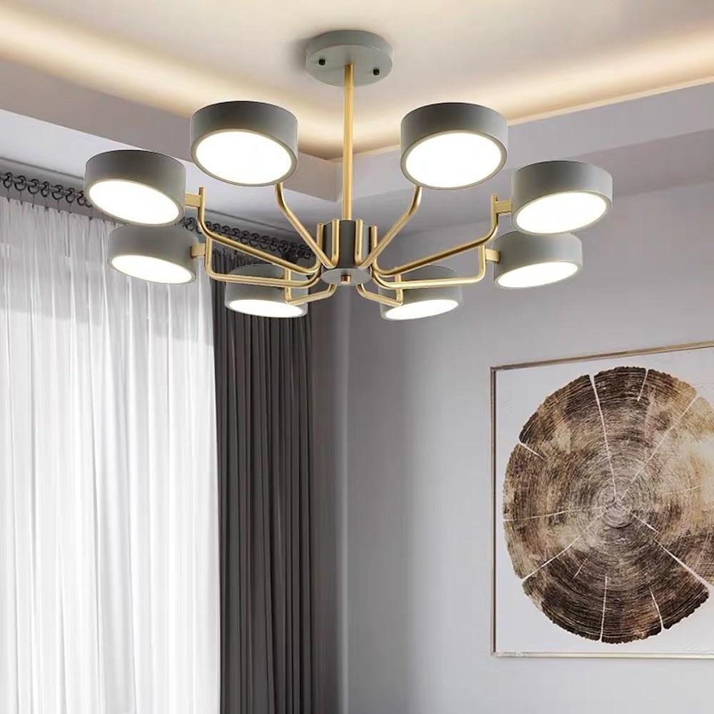 8-Light Adjustable Chandelier - 24'' Height, 3000K-5400K Brightness